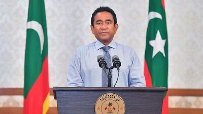 Maldives President Abdulla Yameen during a statement announcement in Male. AFP