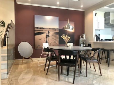 Mute Picture canvases installed in the dining room of a home in Sustainable City to help absorb excess sound. Courtesy Mute