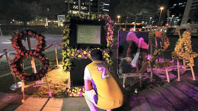 A tribute to remember the life of basketball legend Kobe Bryant and to light a candle in his memory at JLT basketball court - a place he inaugurated to inspire and share his love of the game. Chris Whiteoak / The National