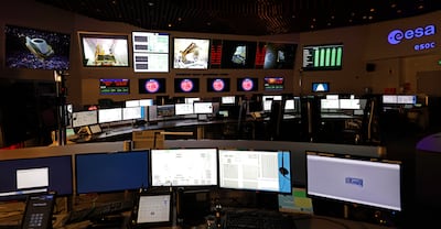 The main control room at the European Space Operations Centre in Darmstadt, Germany. EPA