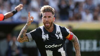 Monterrey's Sergio Ramos celebrates scoring their first goal against Inter Milan. Reuters