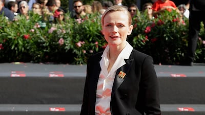 British actress Maxine Peake collaborated with Palestinian playwright Ahmed Masoud to protest against the attack on artists in Gaza. AP