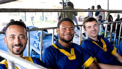 From left, Benjamin Reuben Zalman-Polun, Marcel Malanga and Tyler Thompson, all American citizens, were convicted of participating in a coup attempt in the DR Congo last year. AP