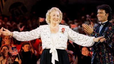 Dame Vera Lynn receives applause during a concert in Hyde Park, London, on May 6, 1995, commemorating the 50th anniversary of the end of the Second World War in Europe. Reuters
