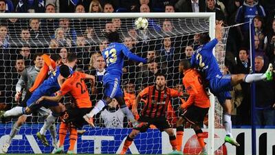 Chelsea's Victor Moses scores in the last minutes of their Champions League game against Shakhtar Donetsk