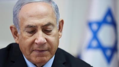 Israel Prime Minister Benjamin Netanyahu attends the weekly cabinet meeting at his office in Jerusalem. REUTERS