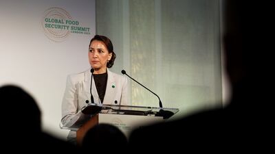 Mariam Al Mheiri, Minister of Climate Change and Environment, has discussed plans for Cop28 at the Global Food Security Summit in London. PA