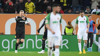 Erling Haaland of Borussia Dortmund celebrates after scoring his team's second goal. Getty Images