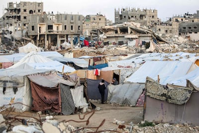 Makeshift tents in Bureij, central Gaza. Most of the enclave's 2.3 million population has been displaced. AFP