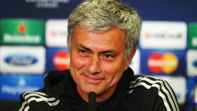 Chelsea manager Jose Mourinho talks to the media at the Chelsea press conference at Stamford Bridge on Tuesday ahead of their Champions League semi-final return leg match against Atletico Madrid. Clive Rose / Getty Images / April 29, 2014