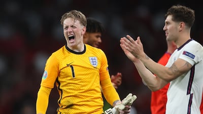 Jordan Pickford 6 - Broke the England record for longest period without conceding a goal, then conceded a superb dipping free-kick. Fell to his knees. Could he have done more? Got down to make a save from Dolberg after 51 minutes.