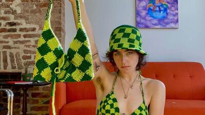 Kamala Harris's stepdaughter has shown she likes to go matchy-matchy at times with this bikini top, hat and bag. Instagram