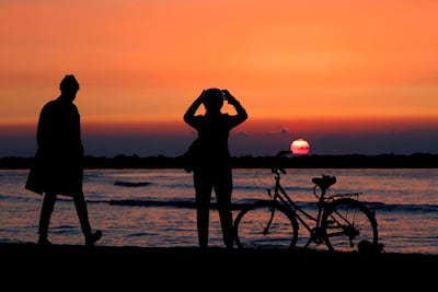 Sunset in the Israeli Mediterranean coastal city of Netanya, north of Tel Aviv. AFP