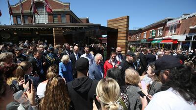 Britain's Prince Charles and Camilla Duchess of Cornwall greet well-wishers at ByWard Market on May 18, 2022 in Ottawa. AFP
