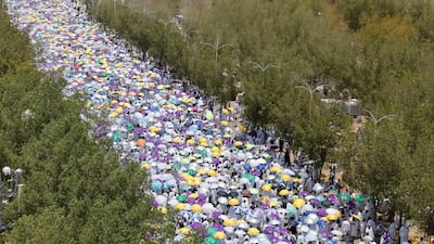 Pilgrims gather on the plain of Arafat. Reuters