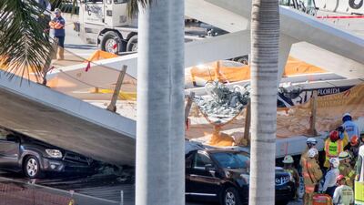 View of the collapsed pedestrian bridge. Cristobal Herrera / EPA