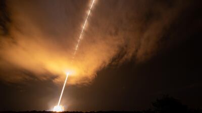 This t photo released by NASA shows the United Launch Alliance Delta IV Heavy rocket seen in this long exposure photograph as it launches NASA's Parker Solar Probe to touch the Sun. AFP/NASA