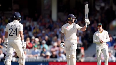 England’s Ben Stokes after reaching his half century for England. PA