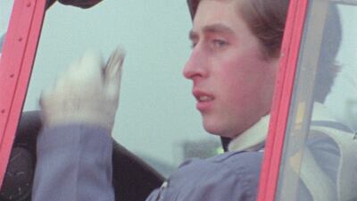 The then Prince Charles learning to fly, in a clip featured in a new BBC documentary. PA
