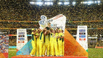 Australia lift the 2015 World Cup after defeating New Zealand in the final on March 29 in Melbourne. Getty Images