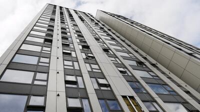 The Chalcots Estate, in Camden, London which is due to have its cladding panels removed after tests showed they did not meet required standards. Andy Rain / EPA /June 22, 2017