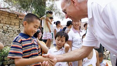 Joe Biden, then US Senate Foreign Relations Committee chairman, visited China in 2001. As president, he will be dealing with a more assertive China. AFP