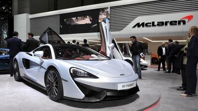 A McLaren 570GT at the Geneva Motor Show 2016 in Switzerland. The British supercar maker has reported record sales for last year, in part on the back of an increase in the Middle East. Harold Cunningham / Getty