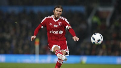 Great Britain & Ireland XI's David Beckham in action in a Great Britain & Ireland XI v World XI - Unicef Charity Match. Reuters