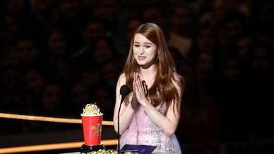 Madelaine Petsch accepts the scene stealer award for 'Riverdale' AP