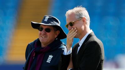 England head coach Trevor Bayliss and national selector Ed Smith look on. Reuters