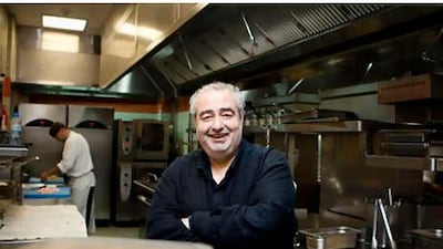 Chef Santi Santamaria in the kitchen at his restaurant Ossiano in the Atlantis Hotel in Dubai.