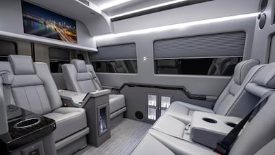 The Becker JetVan can accommodate up to seven people like a mobile conference room. Courtesy Becker Automotive Design