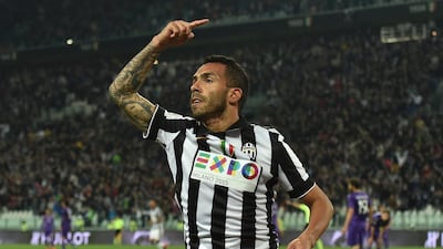 Carlos Tevez of celebrates a goal during Juventus' victory over Fiorentina on April 29, 2015. Valerio Pennicino / Getty
