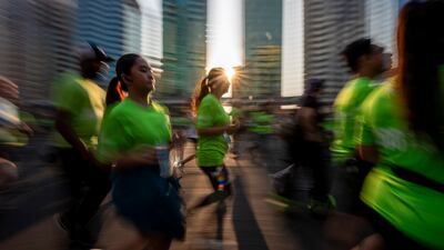 The famous 14-lane highway transformed into a sports track for the community event.