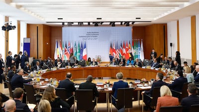 Delegates attend the third international conference on Sudan at the Foreign Office in Berlin. AFP