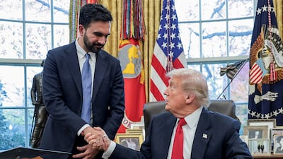US President Donald Trump and New York City mayor-elect Zohran Mamdani shake hands in the Oval Office on November 21. Reuters