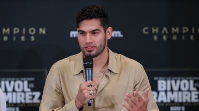 Gilberto 'Zurdo' Ramirez during an August 31 press conference to announce his world title fight against Dmitry Bivol and Gilberto Ramirez in Abu Dhabi on November 5. Victor Besa / The National