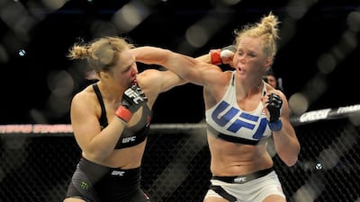 Holly Holm fights defending champion Ronda Rousey in the Women’s Bantamweight Bout during the UFC 193 Australia event at Etihad stadium in Melbourne, 15 November 2015. EPA/JOE CASTRO