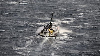 Abu Dhabi Ocean Racing's Azzam returned to port in Alicante after the mast broke in rough weather on the first day of racing.