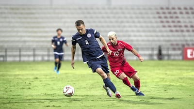 Action from Syria v Guam at Al Maktoum bin Rashid Stadium. Antonie Robertson/The National