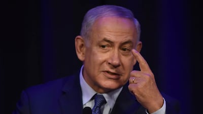 Israeli Prime Minister Benjamin Netanyahu speaks a meeting with businessmen in Buenos Aires, on September 12, 2017. He has backed Kurdish independence in Iraq. / AFP PHOTO / Eitan ABRAMOVICH