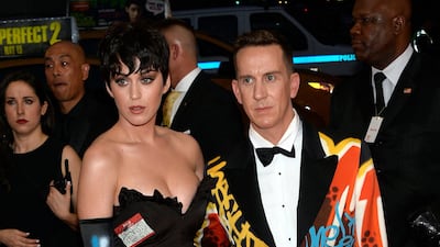 Katy Perry, in Moschino, and Jeremy Scott arrive at the Met Gala at the New York Metropolitan Museum of Art in New York, on May 4, 2015. EPA