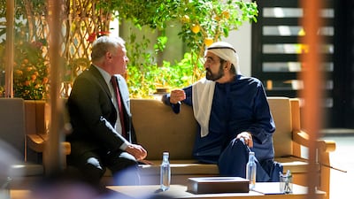 Sheikh Mohamed bin Rashid speaks with King Abdullah