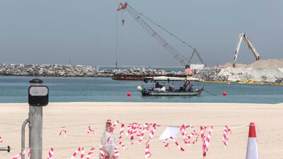 Barriers in place at Sunset Beach near Jumeirah Beach Hotel, during the height of the pandemic. Antonie Robertson / The National