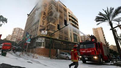 Beirut's Duroy Hotel after a man blew himself up as security forces stormed his room on June 25. Bilal Hussein / AP Photo