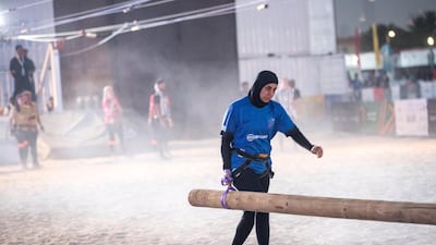 A female government employee competes on the last day of the Dubai Government Games held at Kite Beach, Dubai on May 12, 2018. Reem Mohammed / The National