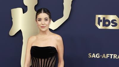 Lety Sahagun arrives in a black corset-style dress. AFP