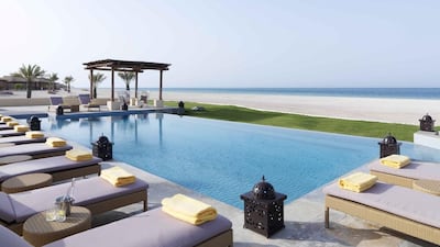 Five-star options: The swimming pool and unspoilt beach at Anantara Al Yamm Villa Resort on Sir Bani Yas island. Courtesy Anantara Hotels, Resorts and Spas