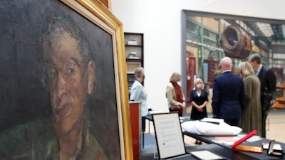 A painting of Stephen Hawking by artist Fred Cuming. Reuters