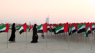 Visitors at Flag Garden at Kite Beach, Dubai. Reem Mohammed / The National
